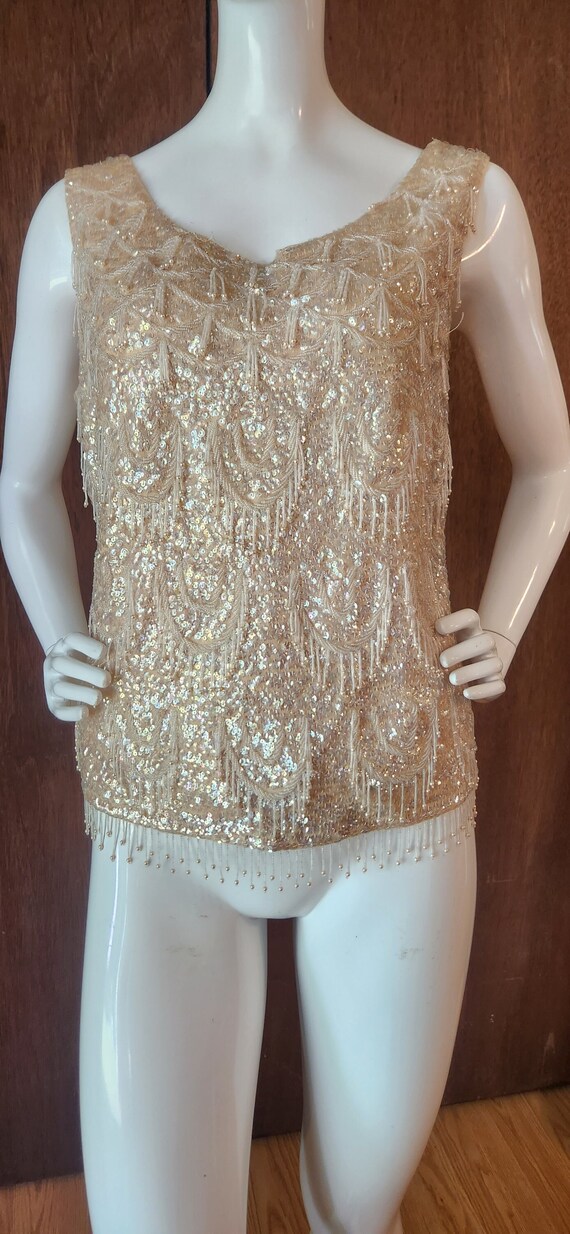 1960s Vintage Sequin Encrusted and Beaded Blouse - image 1