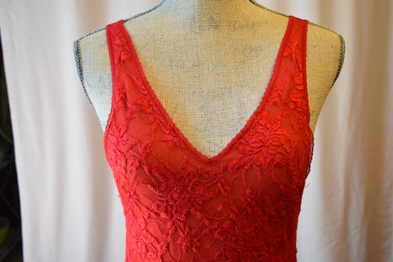 Vintage Red Lace Flowy Nightgown - image 1