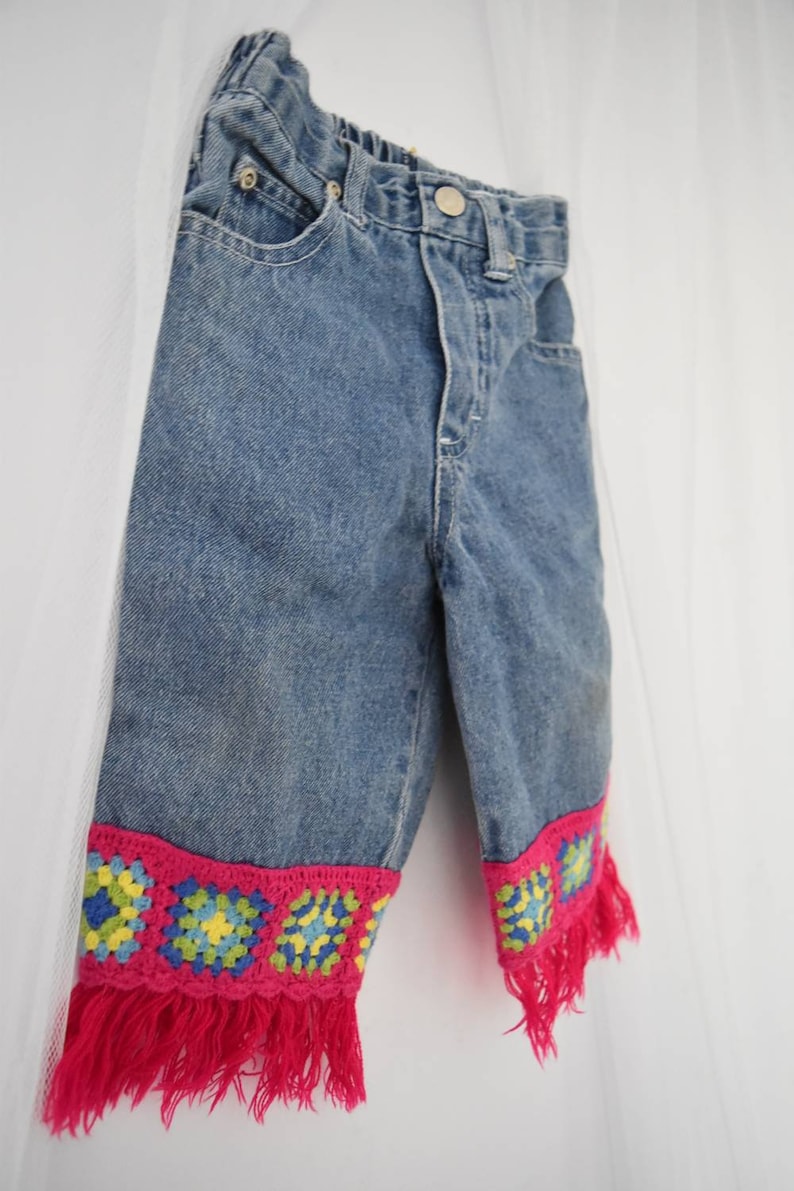 Vintage 12 Months Girls Hippie Crochet Jeans
