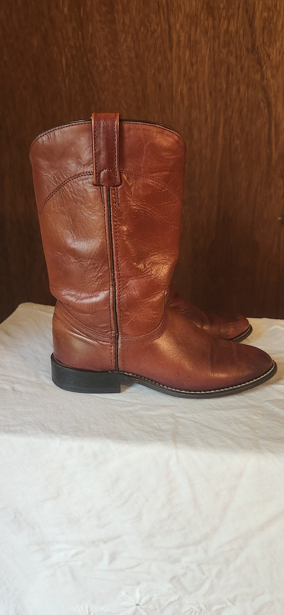 Vintage Burgundy Leather Cowgirl Boots