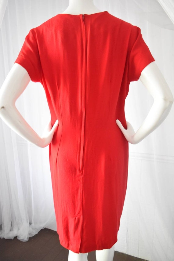 Vintage Cherry Red Hourglass Wiggle Dress - image 4