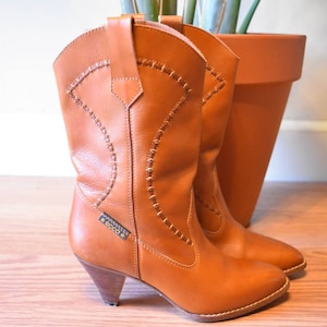 Vintage Leather Western Cowboy Boots