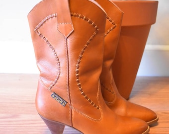 Vintage Leather Western Cowboy Boots