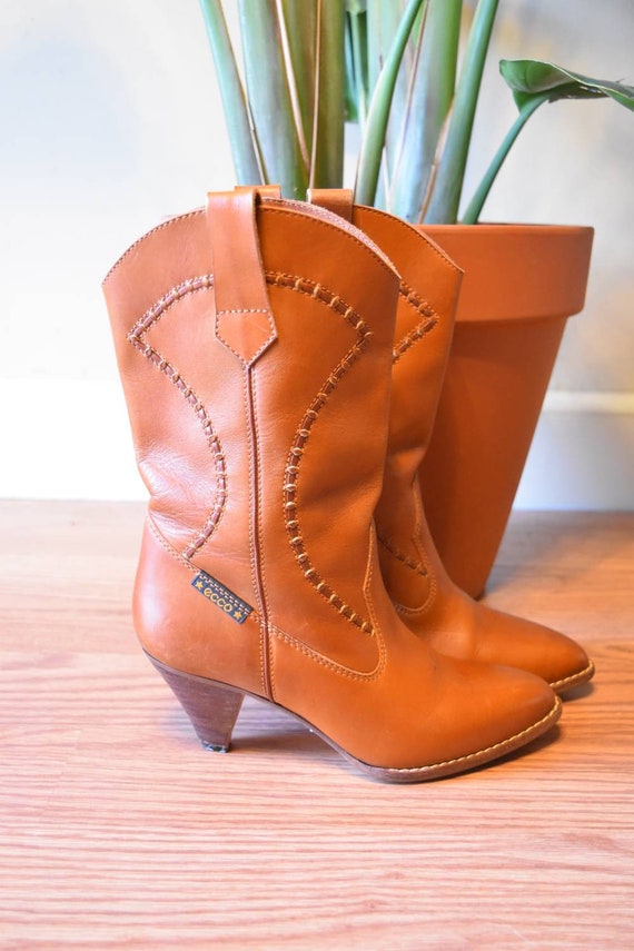 Vintage Leather Western Cowboy Boots