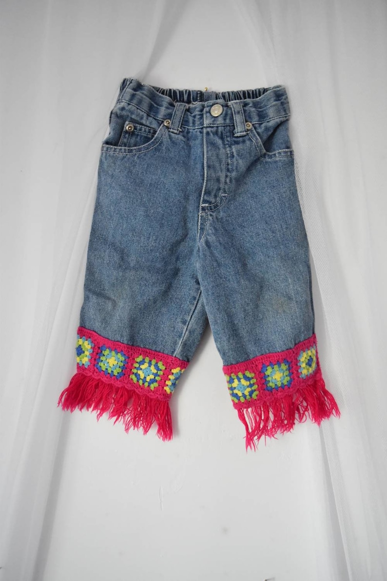 Vintage 12 Months Girls Hippie Crochet Jeans