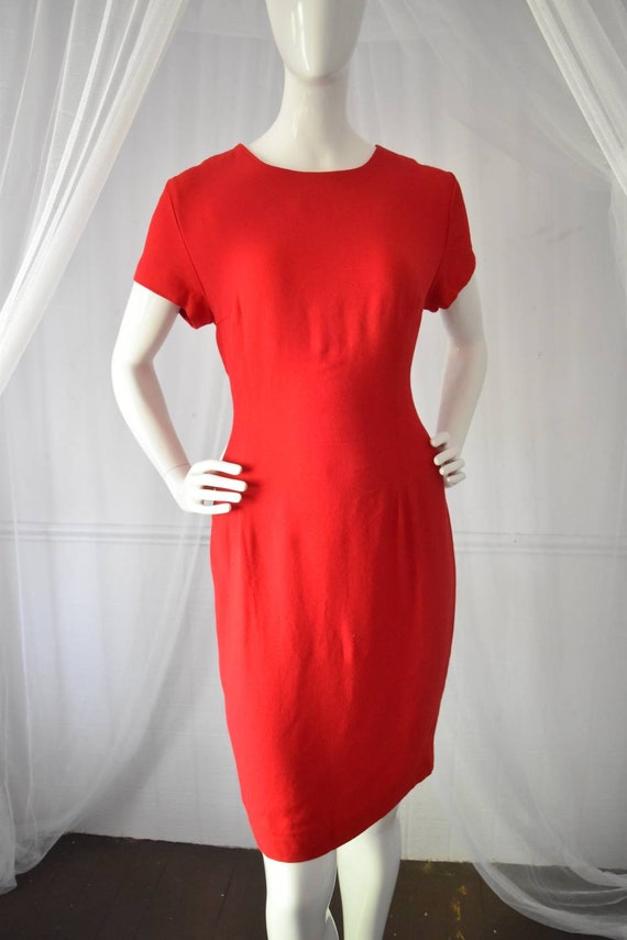 Vintage Cherry Red Hourglass Wiggle Dress - image 2