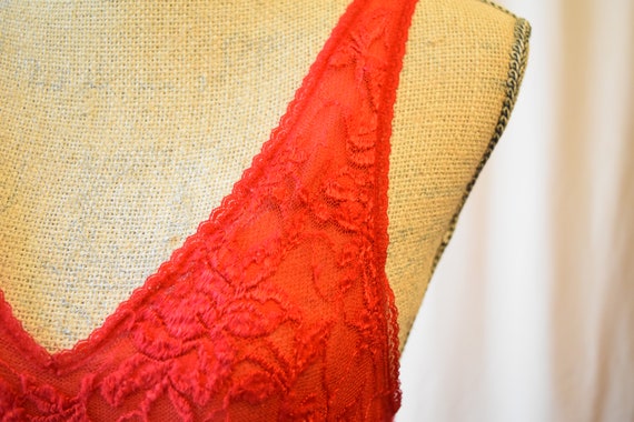 Vintage Red Lace Flowy Nightgown - image 3