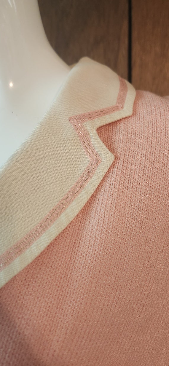 1980s Pastel Pink Crop Collared Sweater - Saks Fi… - image 4