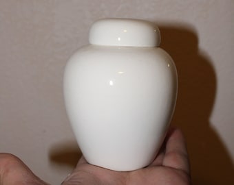 Small White Cremation Urn for Baby or Infant, cat or small pet