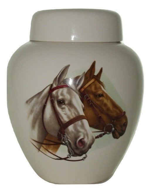 Horse Heads on Adult Cremation Urn Ceramic Jar with Lid Etsy