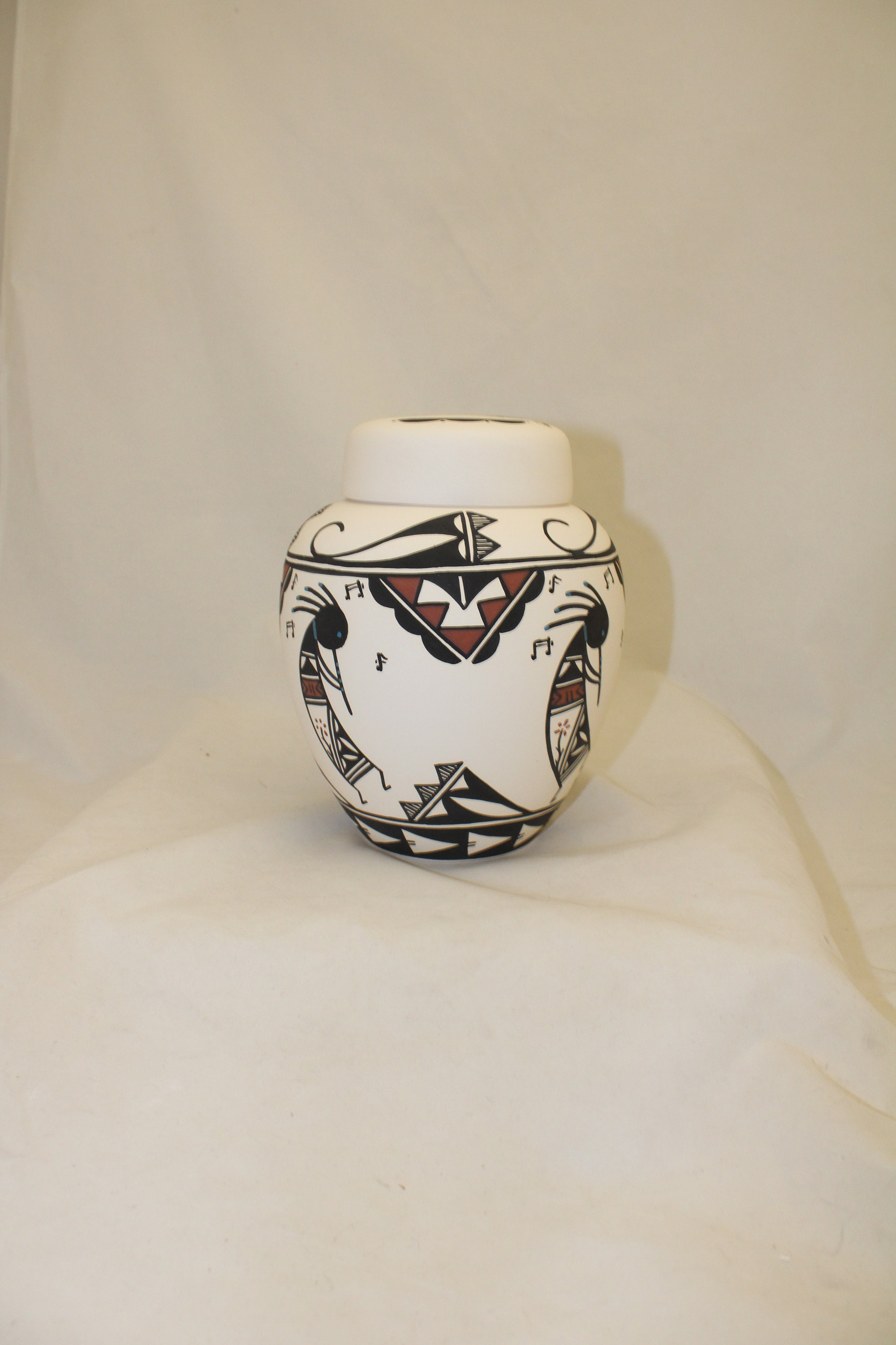 Native Jar Native American Ceramic Jar with Lid, Adult Cremation Urn, hand painted ...