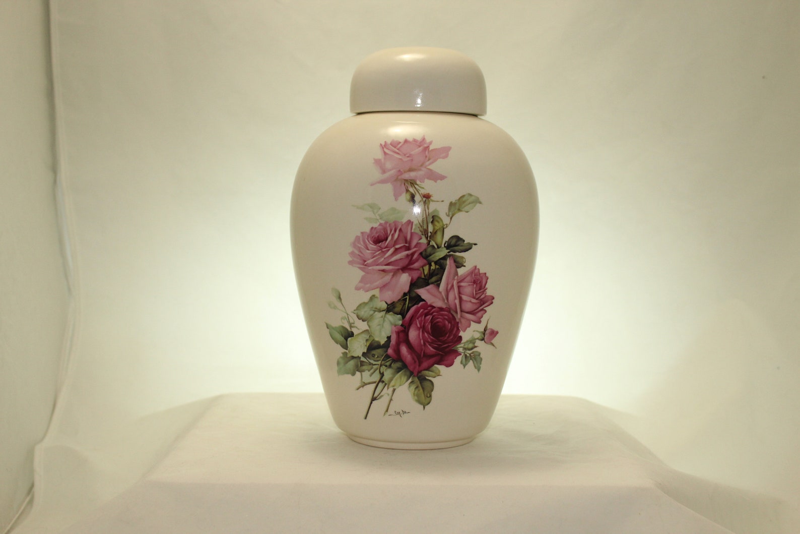 Adult Cremation Urn With Pink Roses Urns for Human Ashes Etsy