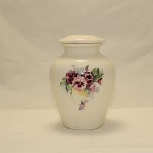 Pansy Ceramic Jar with Lid,Keepsake Cremation Urn, Baby or Infant  Urn,Small Pet Urn, Tiny jar, art pottery, handmade pet urn, purple flower