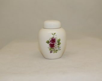 Pansy & Forget Me Not Ceramic Cremation Urn, Handmade Pottery