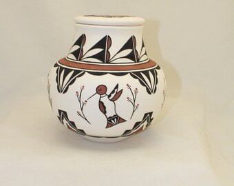 Native American hummingbird adult cremation urn for human ashes, Hand painted art pottery memorial urn