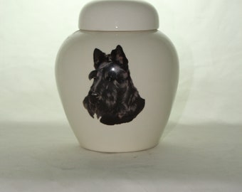 Scottish Terrier Cremation Urn, Handmade Ceramic Pet Keepsake