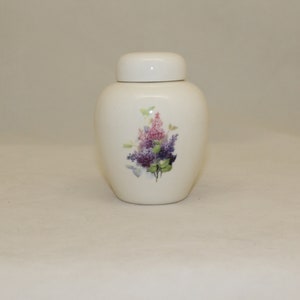 Lilacs Tiny Cremation Urn for Baby or Infant, Cat or Small Pet Urn, Small Jar with Lid, art pottery, handmade