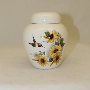 Sunflower and Hummingbird Cremation Urn for ashes, Small urn for child, sharing or pet