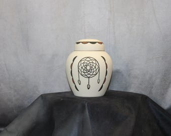 Dream Catcher Native American Hand Painted Ceramic Cremation Urn for Ashes,
