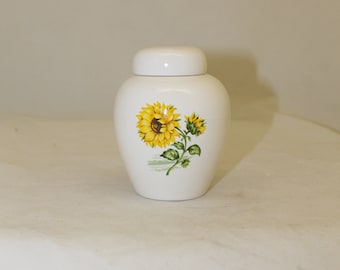 Sunflower Cremation Urn, Small Pet Urn, Handmade Ceramic Keepsake