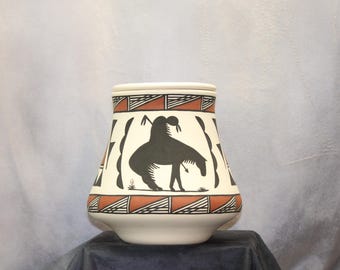 End of the Trail Native American Adult Cremation Urn for Human Ashes, art pottery, handmade funeral urn