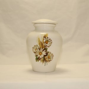 Ceramic Jar with Lid Daisy with Wheat Cremation Urn,  Baby Urn, Infant Urn, Ashes Urn, Small Keepsake or Pet Urn, Art Pottery, Handmade Urn
