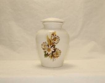 Ceramic Jar with Lid Daisy with Wheat Cremation Urn,  Baby Urn, Infant Urn, Ashes Urn, Small Keepsake or Pet Urn, Art Pottery, Handmade Urn