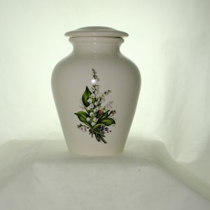 Lily of the Valley Cremation Urn, Jar with lid, Small Urn, Baby Urn, Infant Urn, Pet Urn,Kitten urn. art pottery, handmade