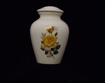 Yellow Peace Rose Ceramic Adult Cremation Urn,urn,Urn for Ashes, Jar with lid,Large Cremation Urn, urn, large jar, art pottery, handmade