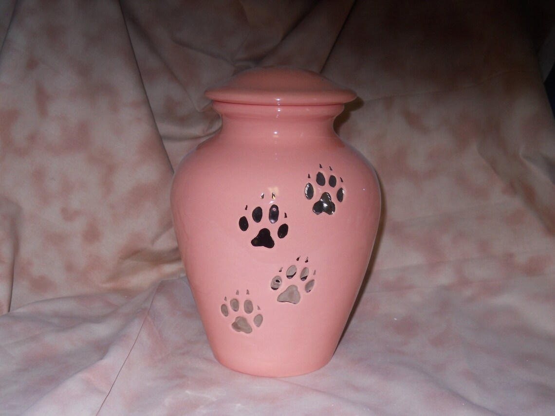 Large Peach Ceramic jar with lidurn Jar with lidlarge Dog Etsy