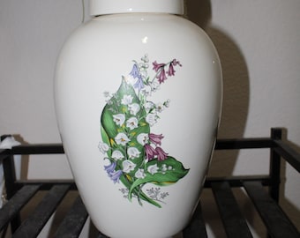 Lily of the Valley Adult Cremation Urn, Large Ceramic Jar with lid, Urn for Human Ashes, Large Ginger Jar, Art Pottery, Handmade