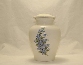 Forget Me Nots Ceramic Jar with Lid Large Cremation Urn,large urn, large jar, art pottery, handmade