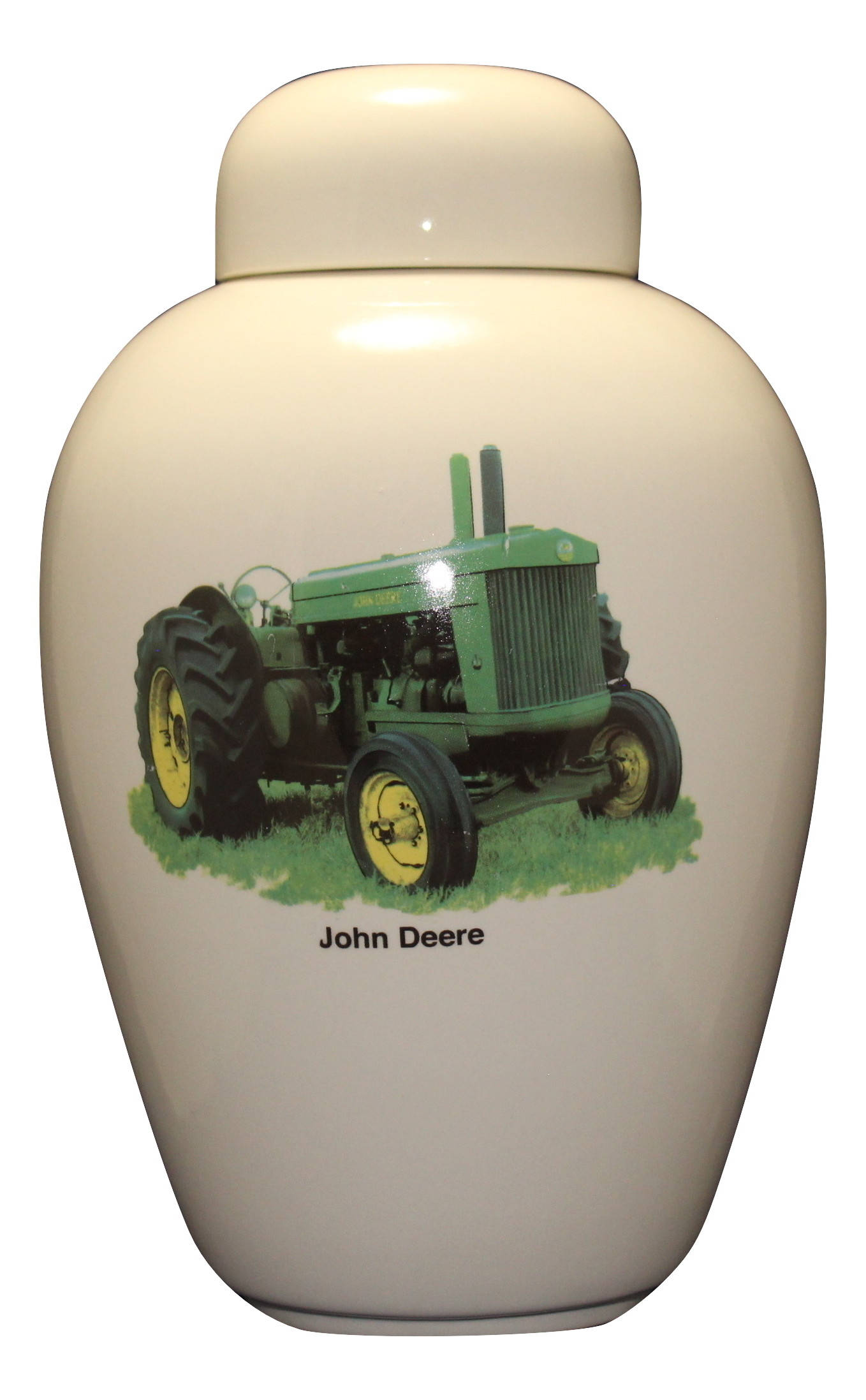 Tractor Ceramic Jar with Lid, Adult Cremation Urn, Large Pet Urn, Large