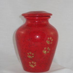 TIny Red Cat Urn, Ceramic jar with lid,urn, Jar with lid,Keepsake urn, Tiny jar, art pottery, handmade
