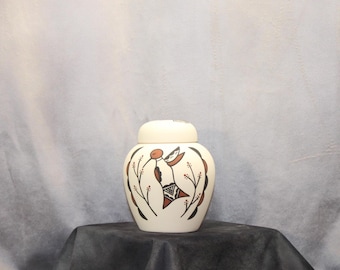 Hummingbird design Native American hand painted cremation urn for ashes, Small Urn for sharing or pet