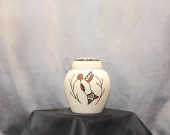 Hummingbird design Native American hand painted cremation urn for ashes, Small Urn for sharing or pet