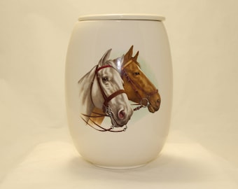 Handmade Horse Heads Ceramic Cremation Urn, Pet or Human Ashes
