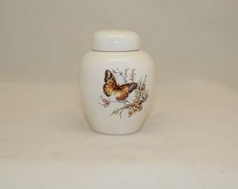 Orange Butterfly Tiny Cremation Urn for Baby or Infant Urn, Cat Urn Small Pet or sharing urn, art pottery, handmade