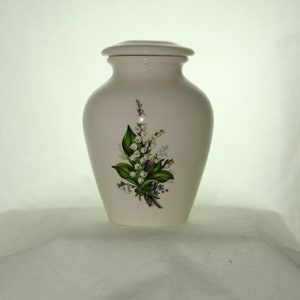 Ceramic Jar with Lid, Lily of the Valley Cremation Urn, Keepsake Urn, Baby Urn, Infant Urn. Handmade small Pet Urn