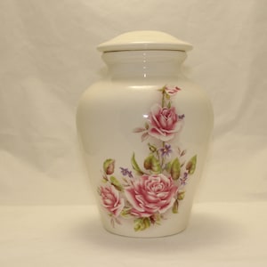 Pink Roses Adult Cremation Urn with lid,urn, Jar with lid. Large Cremation urn, large jar, art pottery, handmade