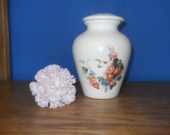 Hummingbird Cremation Urn: Handmade Ceramic Jar with Lid