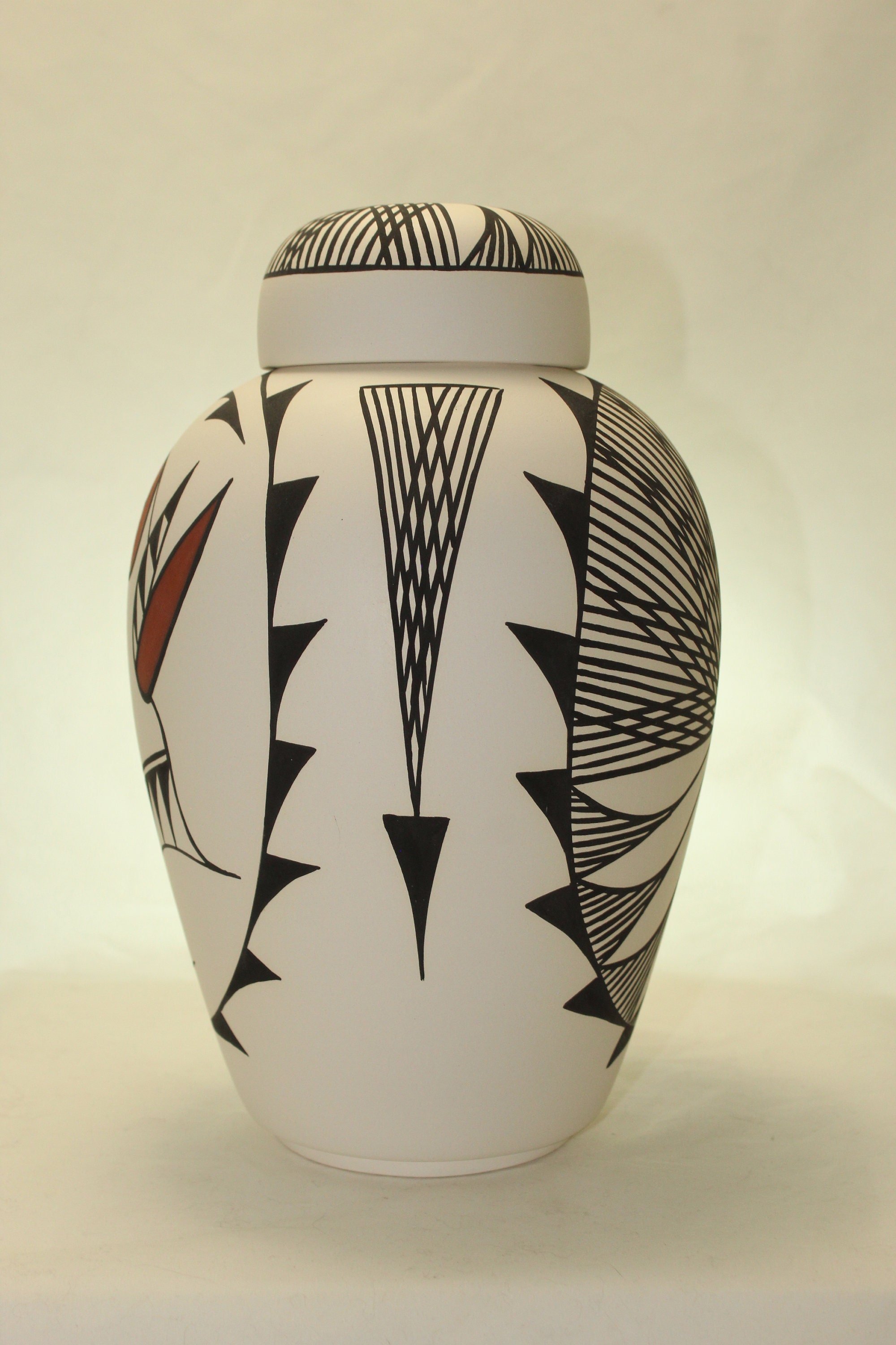 Native American Hummingbird Urn Ceramic Jar with Lid, Adult Cremation