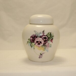 Pansy Cremation Urn for ashes, Ceramic jar with lid, Sharing urn, child or pet