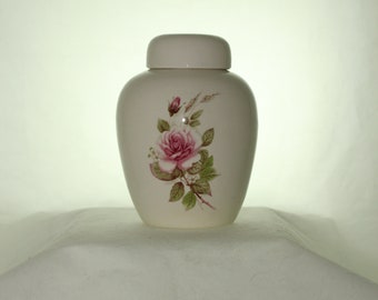 Pink Rose Ceramic Jar with Lid  Cremation Urn, Baby Urn, Keepsake Urn,  Pet Ashes Urn, Art Pottery, Handmade Urn