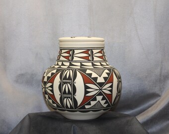 Native American Adult Cremation Urn, Terra Cotta and Black Hand Painted Large Urn for Ashes