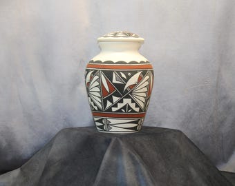 Traditional Native American Hand Painted Large Cremation Urn