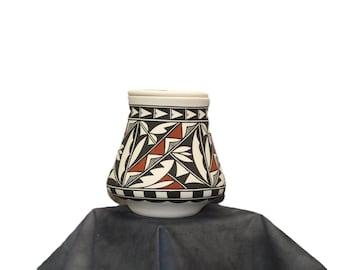 Handmade Native American Pottery Urn, Cremation Jar with Lid