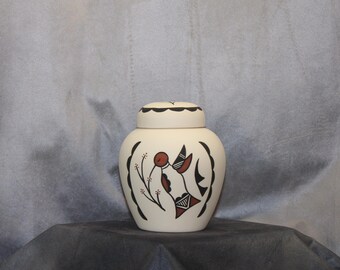 Hummingbird design Native American hand painted cremation urn for ashes, Small Urn for sharing or pet