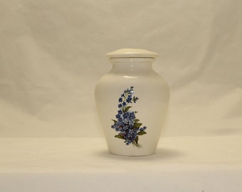 Forget Me Not Cremation Urn, Handmade Ceramic Pet Memorial