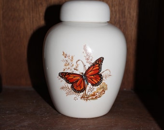 Orange Butterfly Handmade Cremation Urn, Baby/Pet Ashes Keepsake